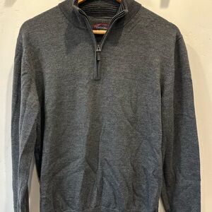 UNTUCKit 100% Merino Wool Quarter Zip Sweater Gray Medium